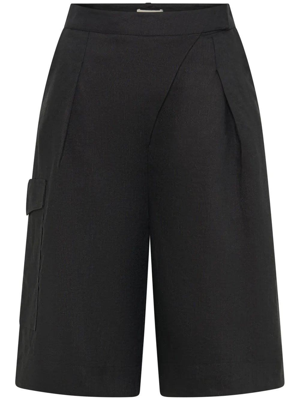 Imani Overlapped Linen Bermuda Shorts
