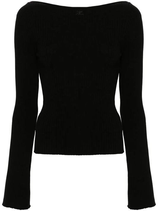 Boat-Neck Ribbed-Knit Top