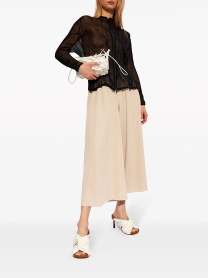 Semi-Sheer Plissé Cardigan