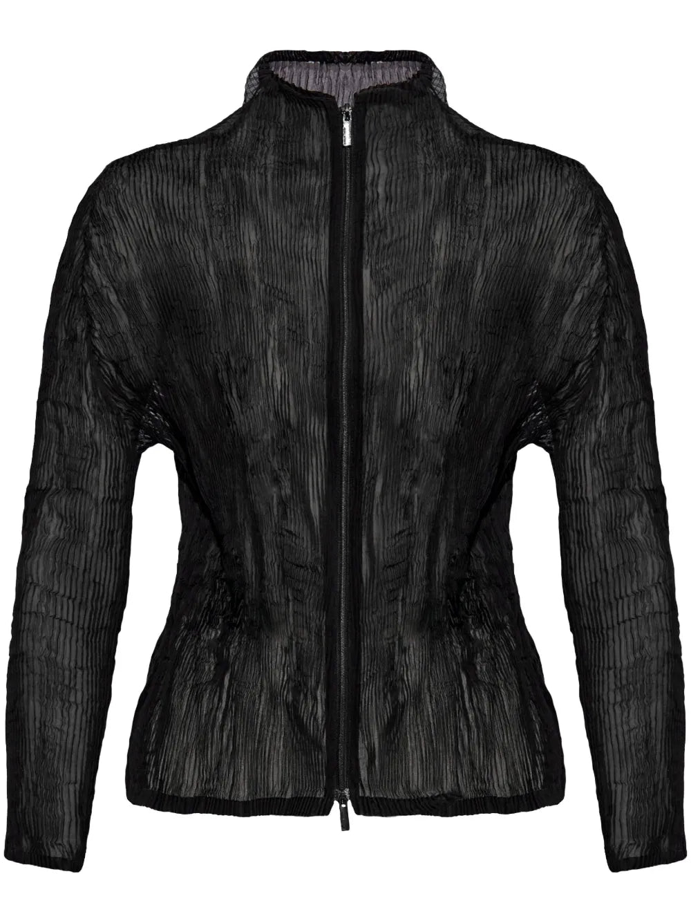 Semi-Sheer Plissé Cardigan