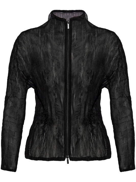 Semi-Sheer Plissé Cardigan