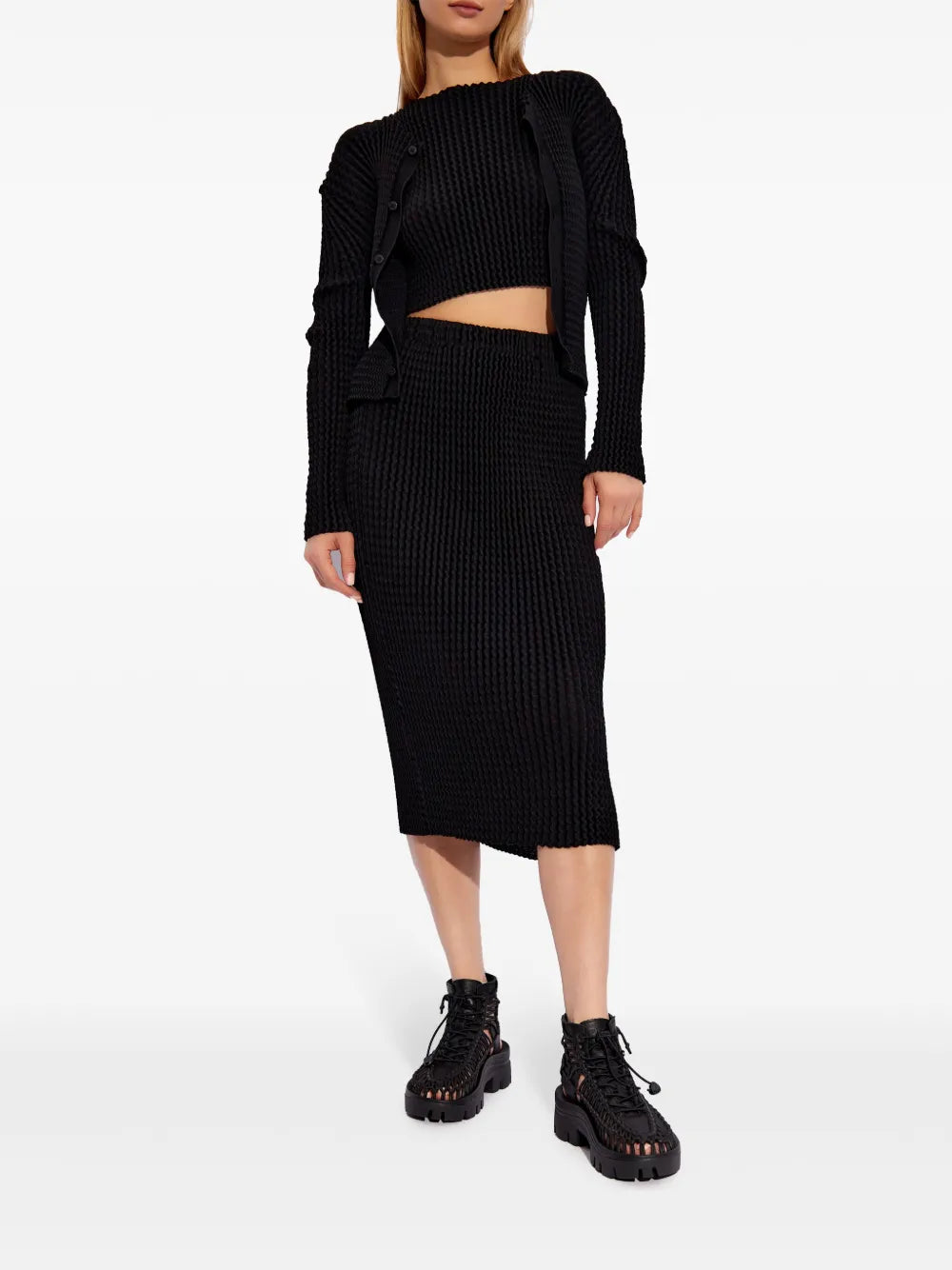 Pleated Cardigan