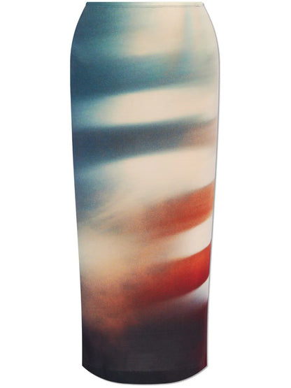 Abstract-Print Pencil Skirt