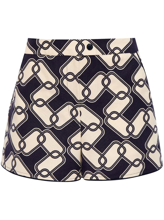 Abstract-Print Cotton Shorts