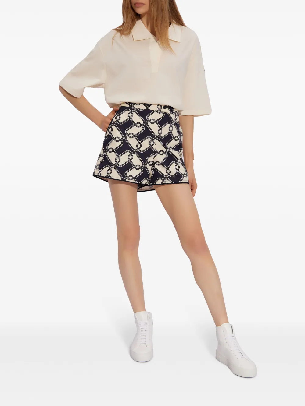 Abstract-Print Cotton Shorts
