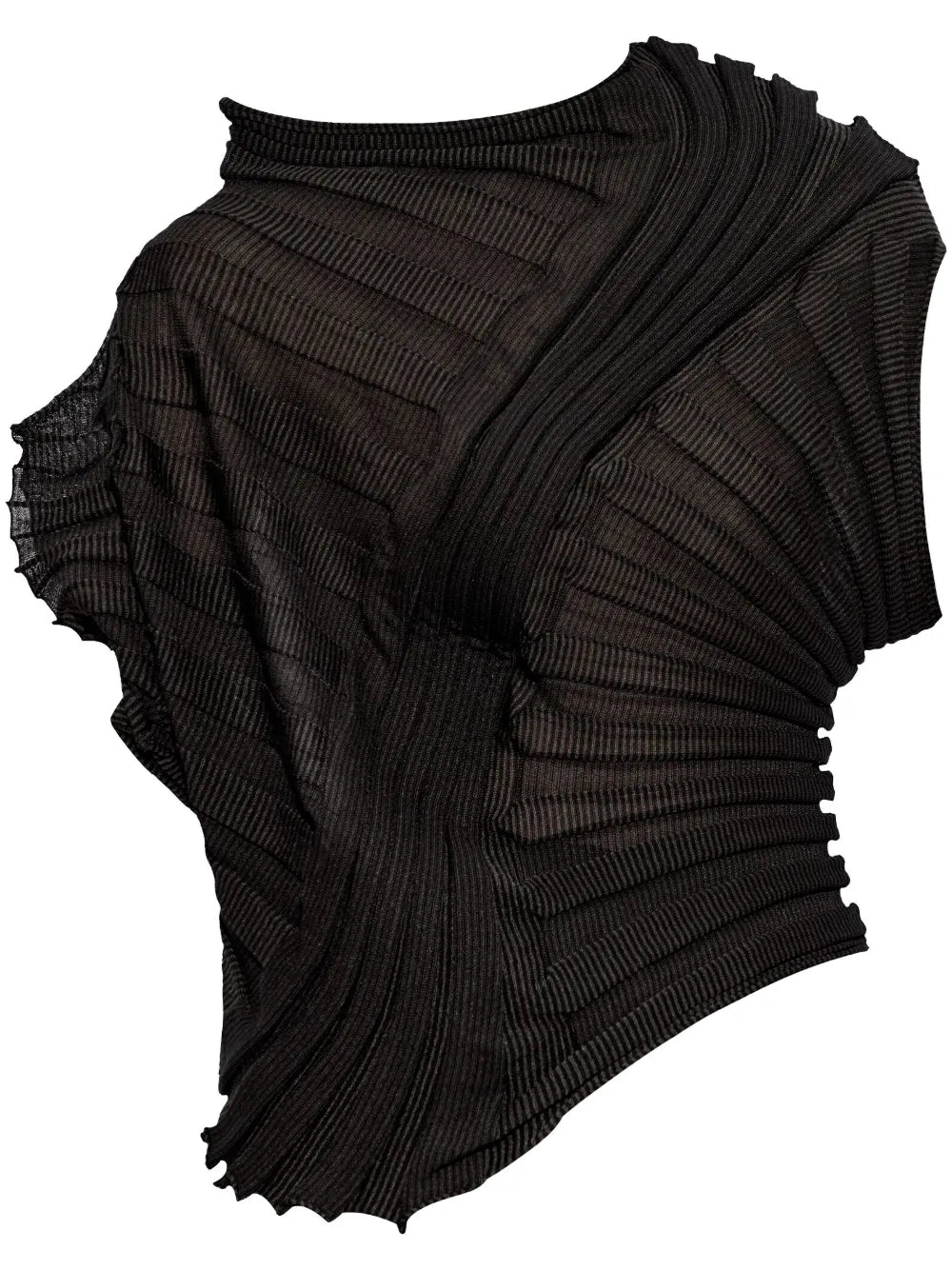 Asymmetric Plissé Crop Top