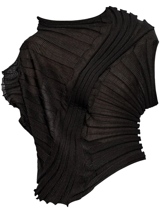 Asymmetric Plissé Crop Top