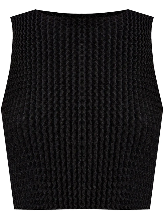 Seersucker Sleeveless Crop Top