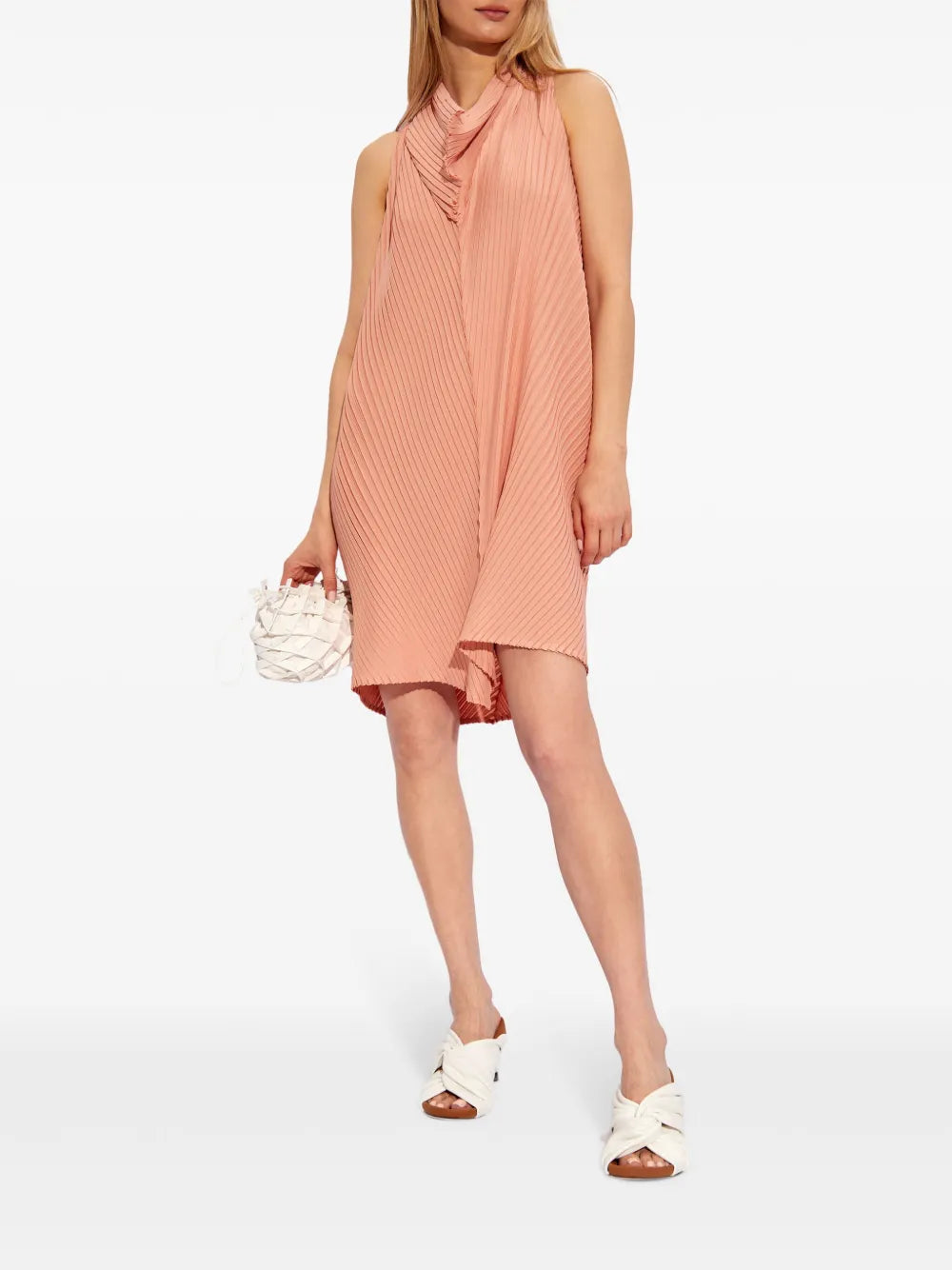 Plissé Halterneck Mini Dress