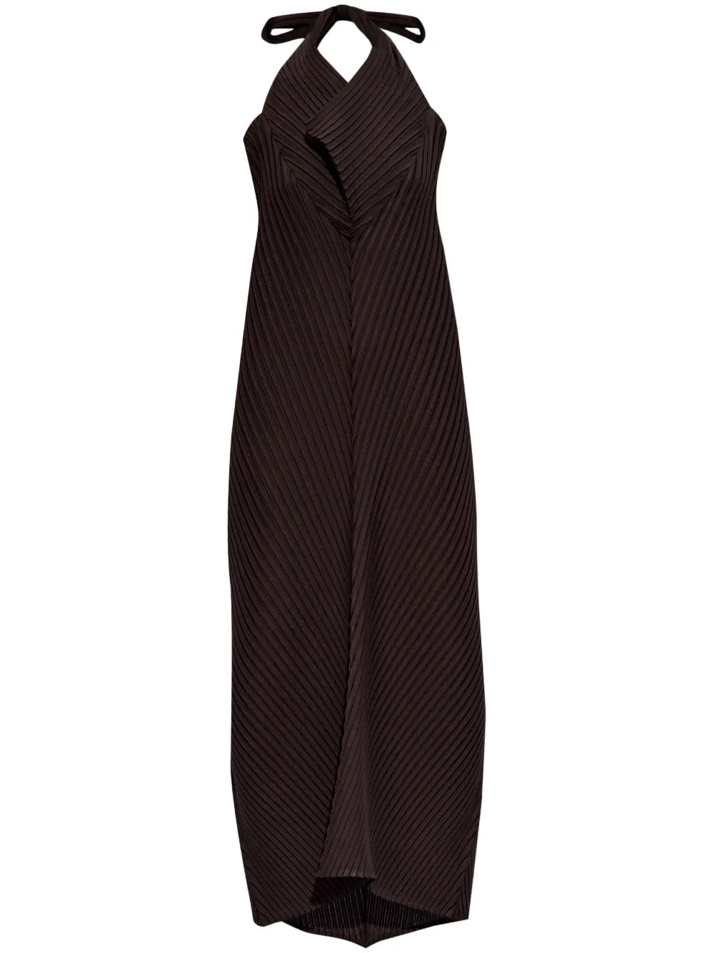 Plissé Halterneck Maxi Dress