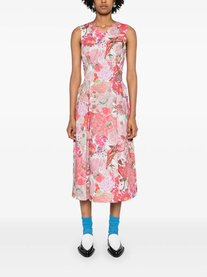 Floral-Print Flared Midi Dress