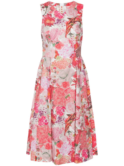 Floral-Print Flared Midi Dress