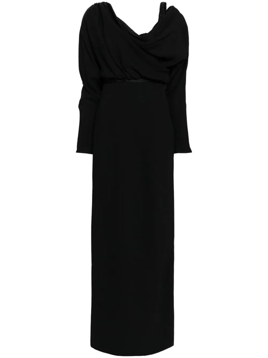 Draped Belted Midi Dress