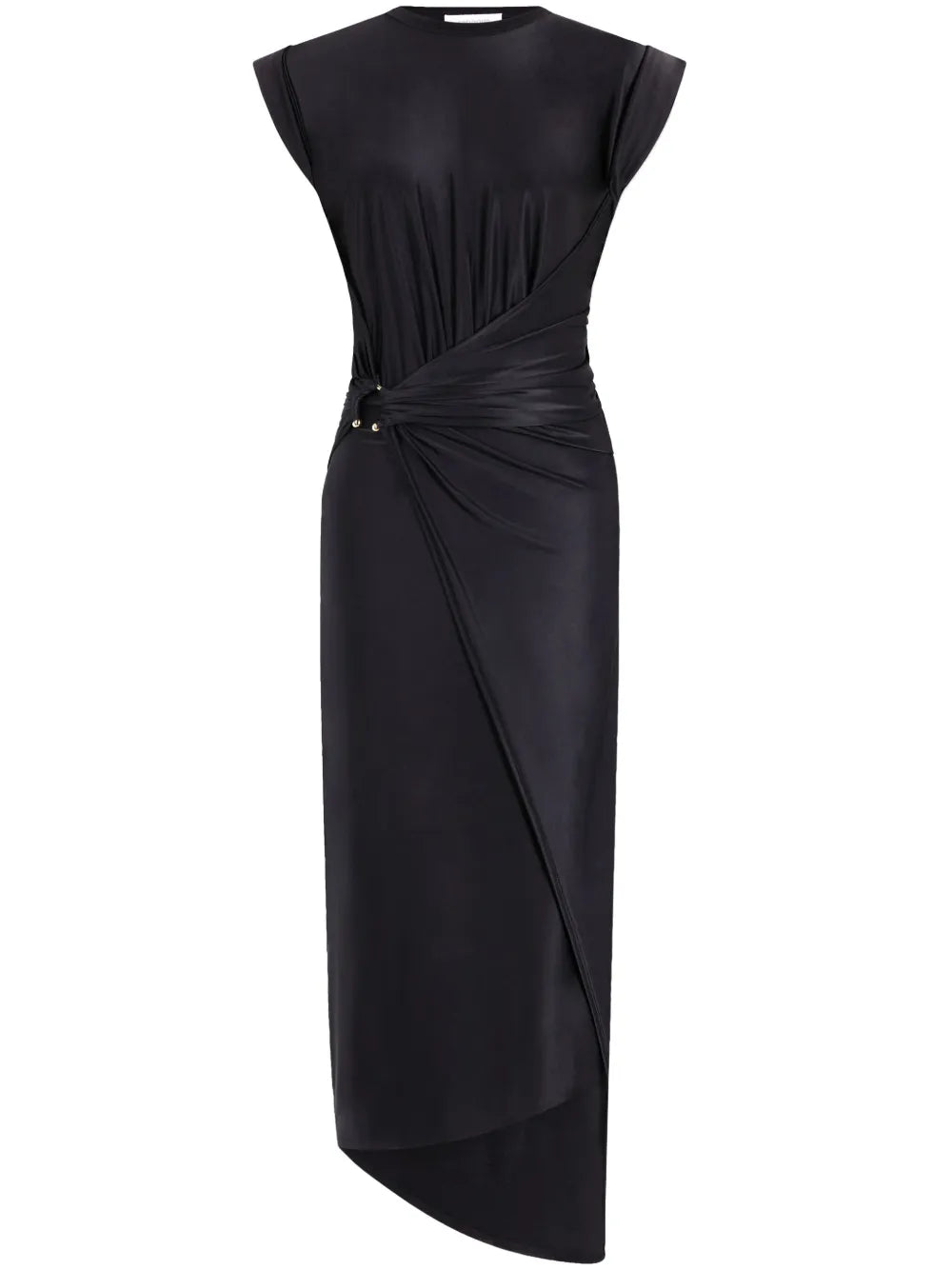 Gathered-Detail Draped Midi Dress