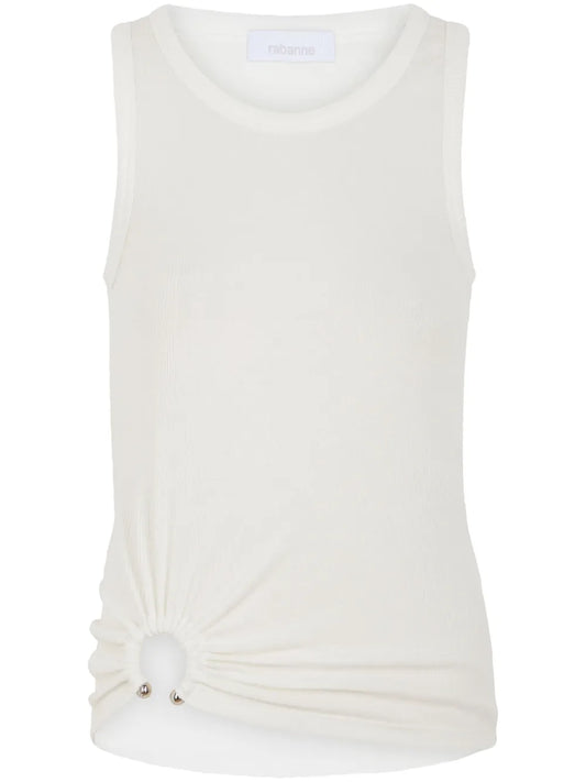 Asymmetric Gathered-Detail Tank Top