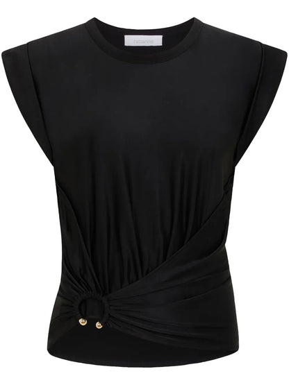 Asymmetric Gathered-Detail Blouse
