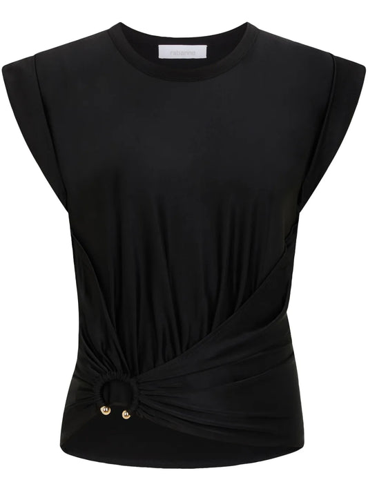Asymmetric Gathered-Detail Blouse