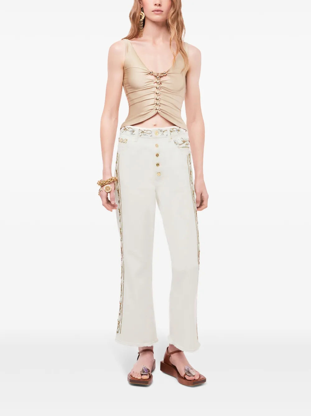 Embroidered Mid-Rise Cropped Jeans