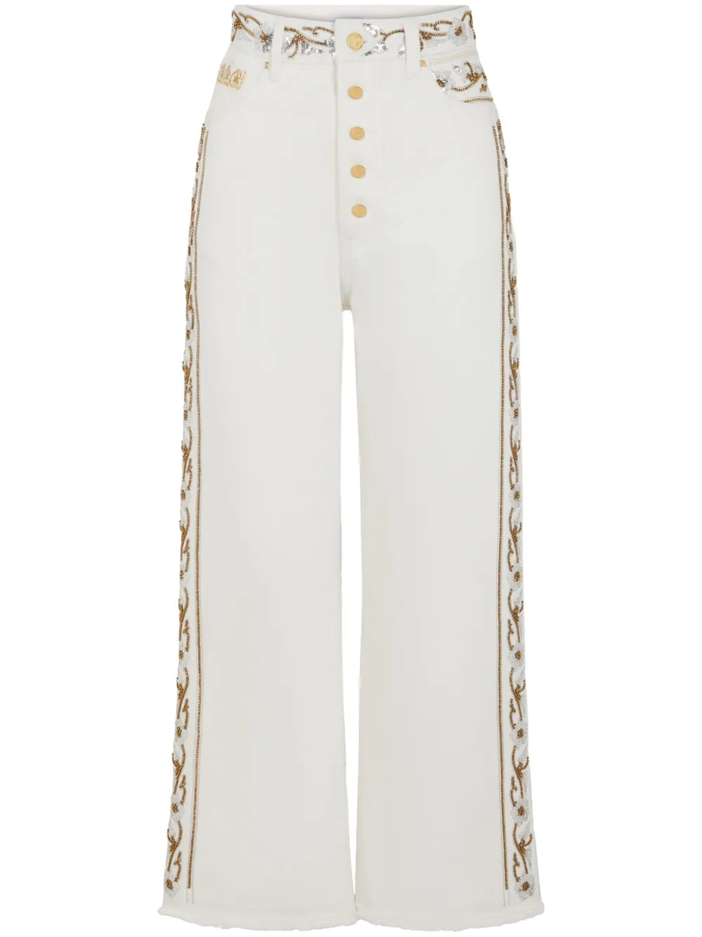 Embroidered Mid-Rise Cropped Jeans