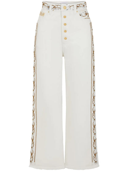 Embroidered Mid-Rise Cropped Jeans
