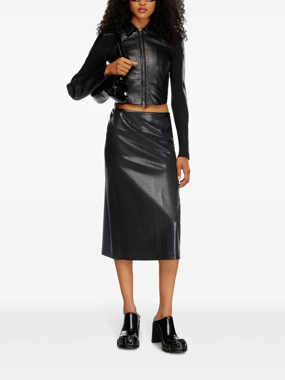 O-Rion Faux-Leather Midi Skirt