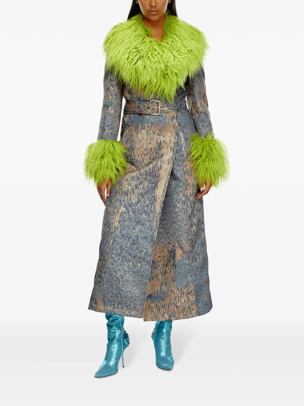 Faux-Fur Belted-Waist Jacket