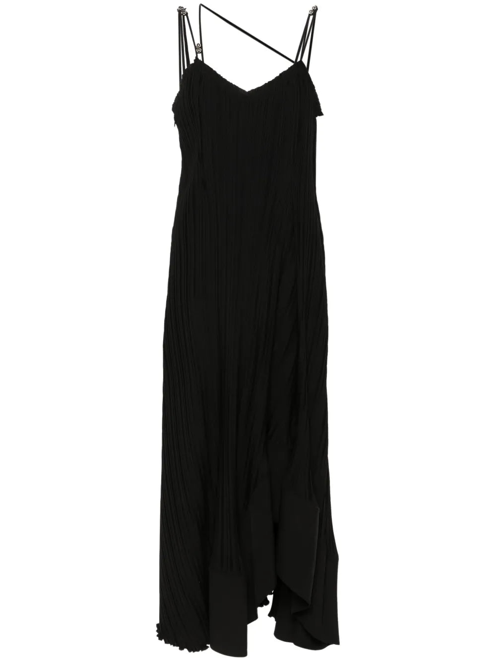 Asymmetric-Hem Pleated Dress