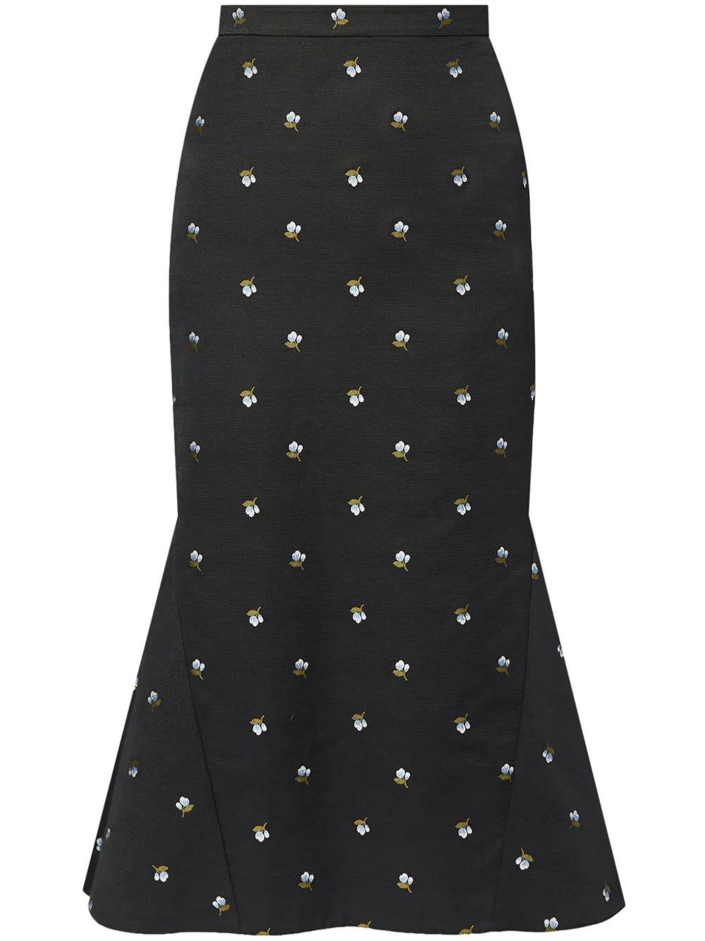 Floral-Jacquard Fit-Flare Pencil Skirt