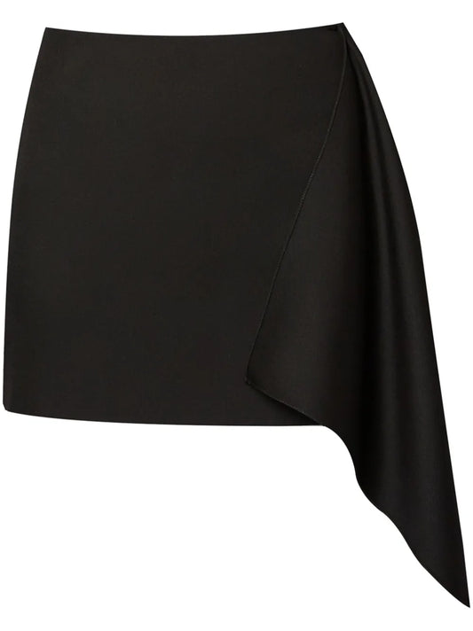 Drape-Detail Wool Mini Skirt