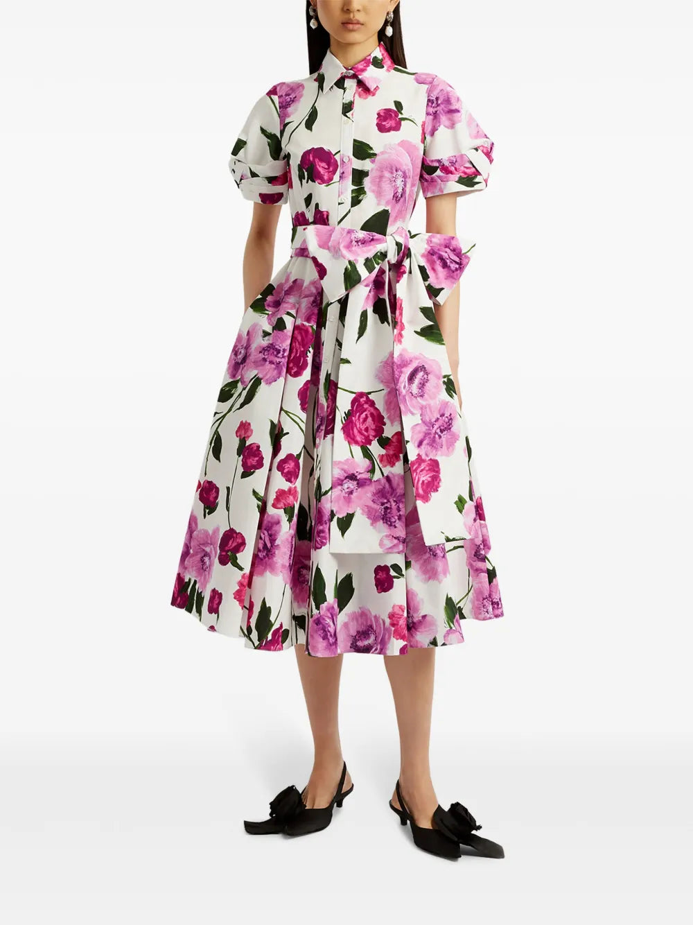 Floral-Print Cotton Midi Dress