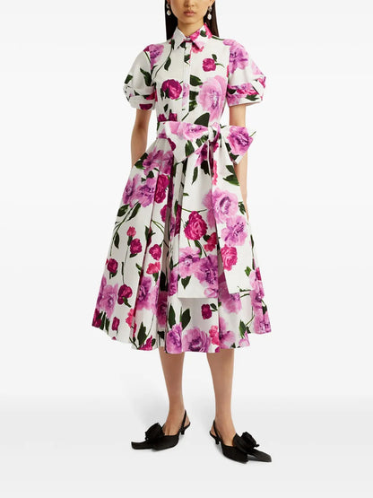 Floral-Print Cotton Midi Dress