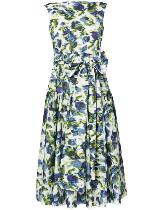 Floral-Print Bow-Detail Midi Dress