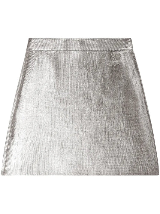 M-Isi Metallic Cotton Mini Skirt