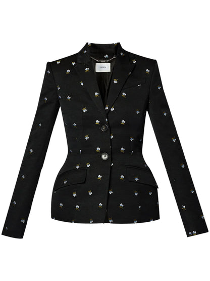 Floral-Jacquard Tailored Blazer