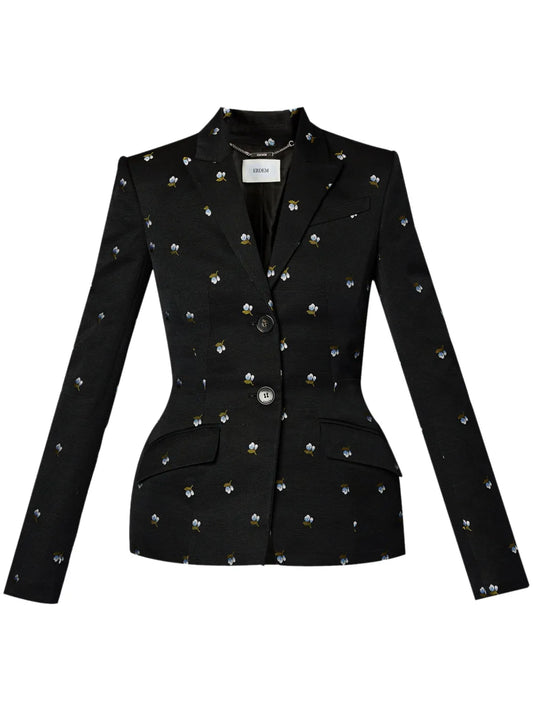 Floral-Jacquard Tailored Blazer