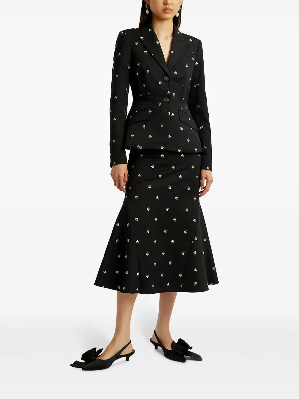 Floral-Jacquard Tailored Blazer