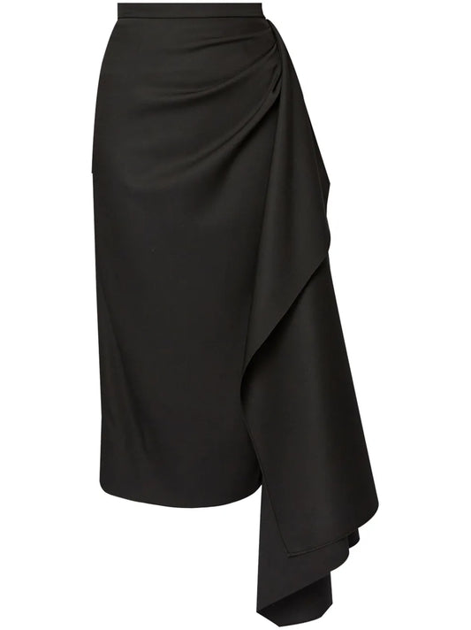 Draped Virgin-Wool Pencil Skirt