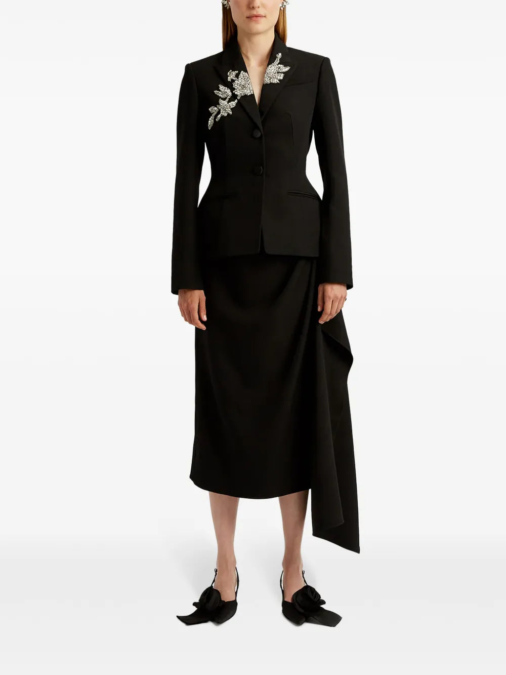Draped Virgin-Wool Pencil Skirt