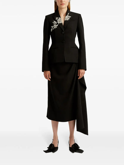 Draped Virgin-Wool Pencil Skirt
