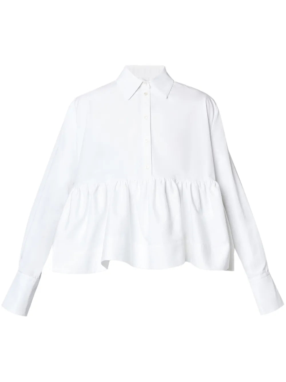 Ruffle-Panel Cotton-Poplin Blouse