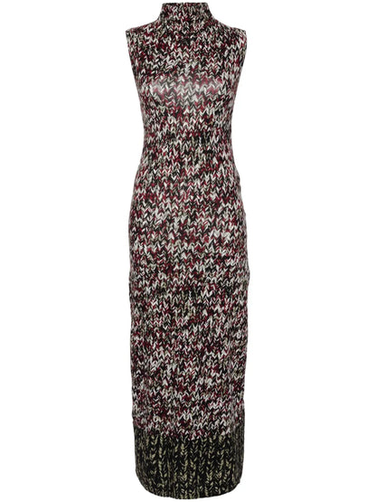 Anagram-Embroidered Knit-Print Dress