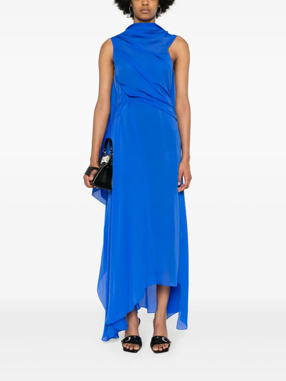 Draped Silk Maxi Dress