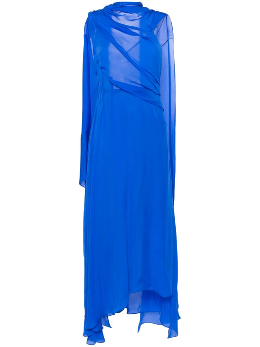 Draped Silk Maxi Dress