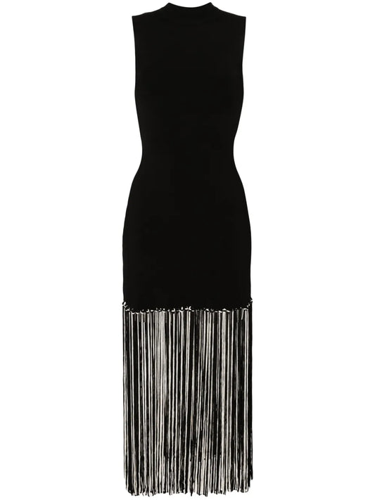 Sleeveless Fringed Midi Dress
