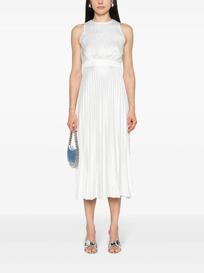 Plissé-Effect Satin Dress