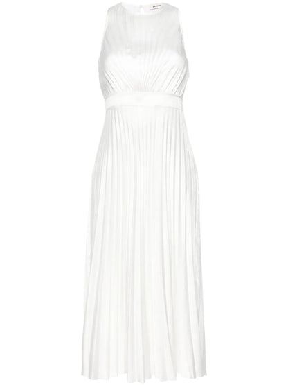 Plissé-Effect Satin Dress