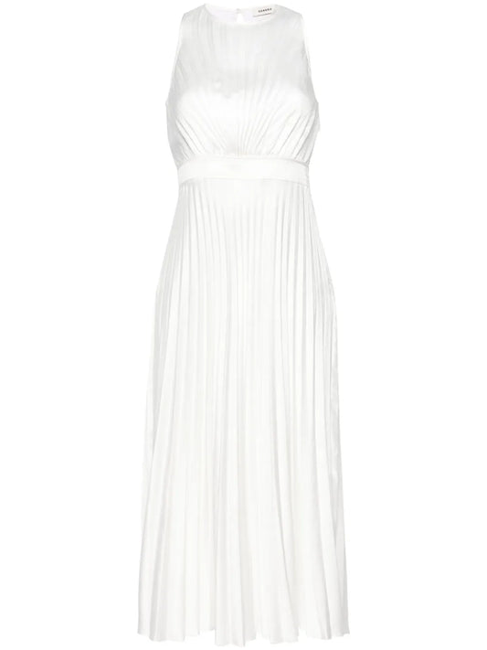 Plissé-Effect Satin Dress