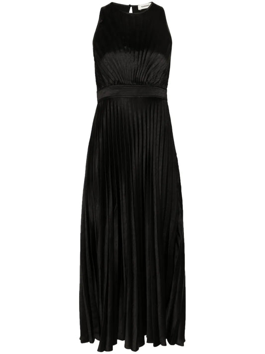 Plissé-Effect Satin Dress