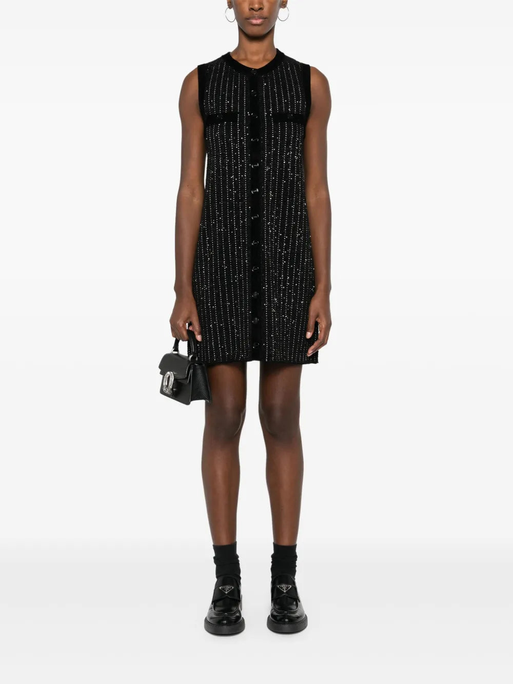 Sequin-Embellished Knitted Mini Dress
