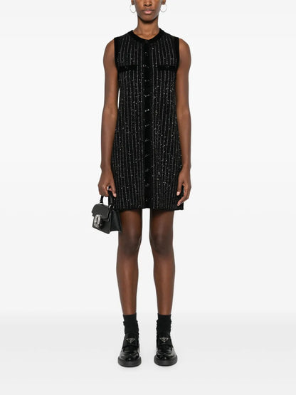 Sequin-Embellished Knitted Mini Dress